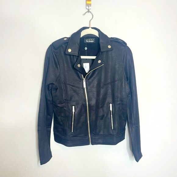 The Kooples Sport The leather effect biker jacket NWT SMALL - Picture 1 of 9